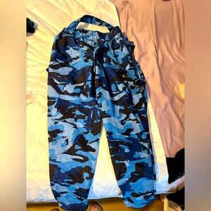 Blue and black hip hop camo pants